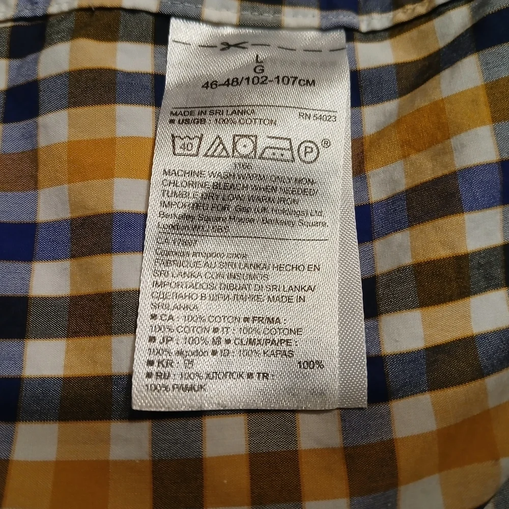 Banana Republic Grant Fit Blue and Yellow Button Down Shirt Size L